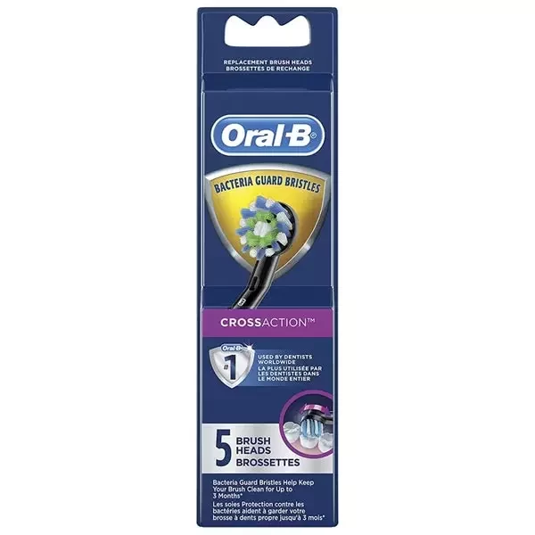 Oral B Toothbrush Replacement Brush Head Crossaction Black 5 Count